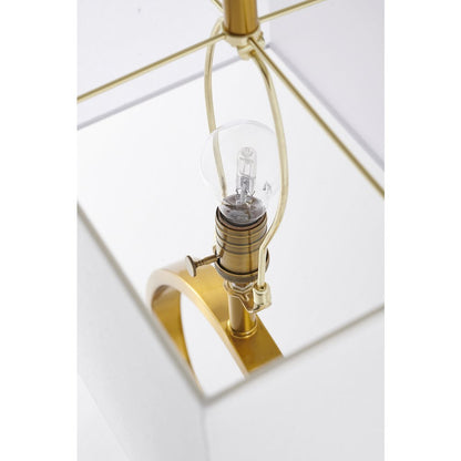 1-Light Gold Table Lamp With A Marble Base And A Drum Shade