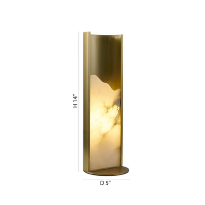1-Light Stain Brass Aluminum Table Lamp With A White Alabaster