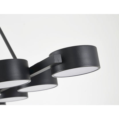 8-Light Black LED Chandelier With Accent Shades