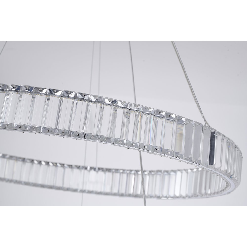 2-Light Chrome Steel LED Chandelier With Crystals