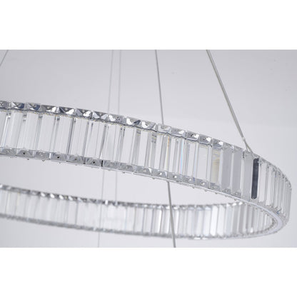 2-Light Chrome Steel LED Chandelier With Crystals