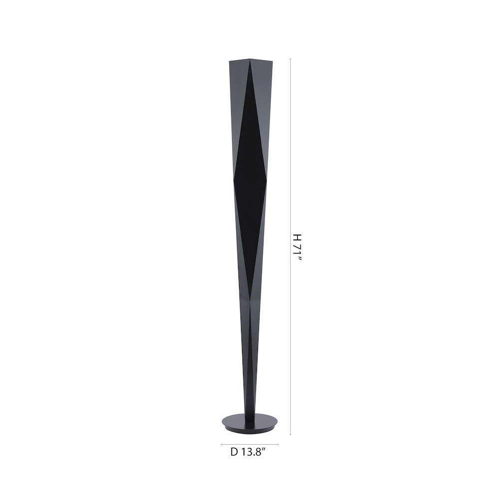 1-Light Black Stainless Steel LED Floor Lamp With A White Acrylic Shade