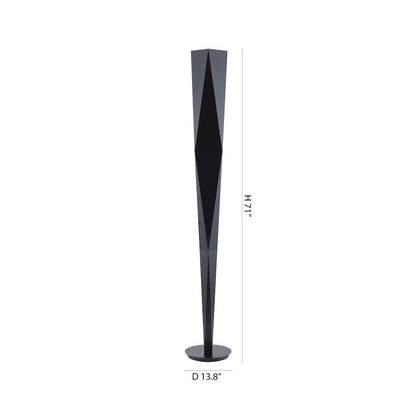 1-Light Black Stainless Steel LED Floor Lamp With A White Acrylic Shade