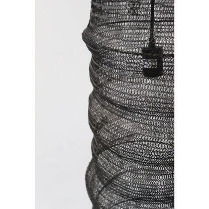 1-Light Satin Black Pendant With A Chain Basket Shade