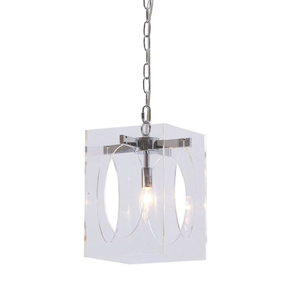 1-Light Chrome Metal Pendant With An Acrylic Shade