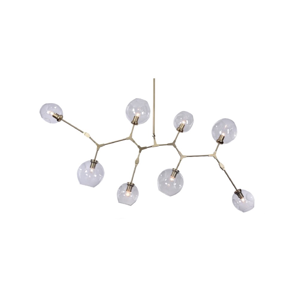 8-Light Satin Nickel Chandelier With Clear Glass Shades
