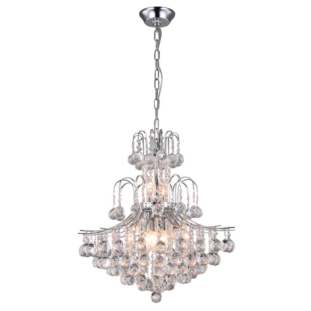 Chandelier Chrome Metal & Crystal