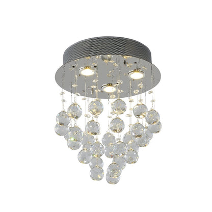 3-Light Chrome Flush Mount With Clear Crystals