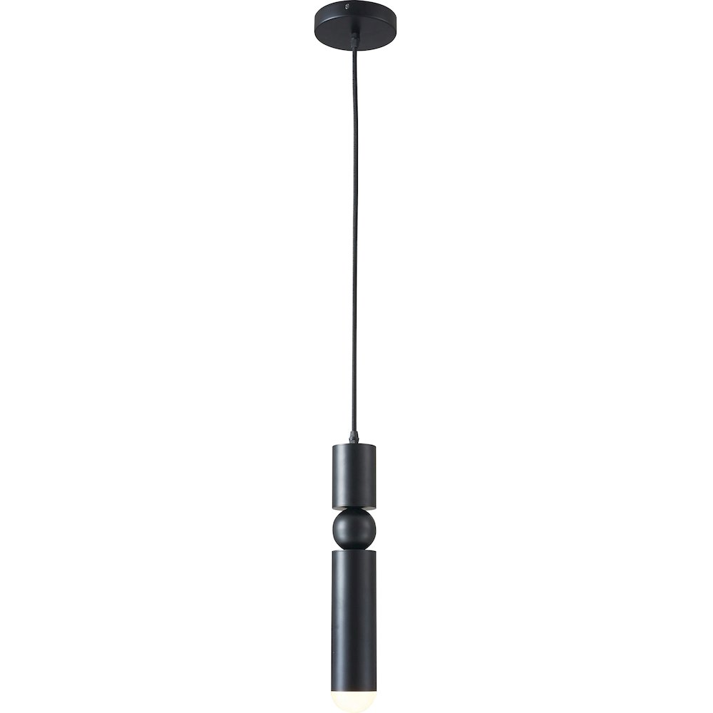 1-Light Matte Black Single Pendant With A Rounded Base Tip