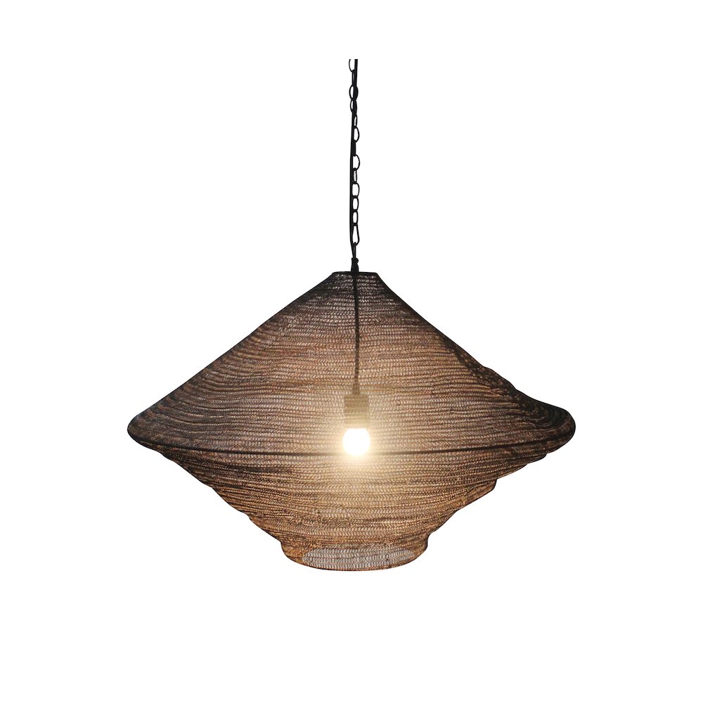 1-Light Satin Black Pendant With A Chain Basket Shade