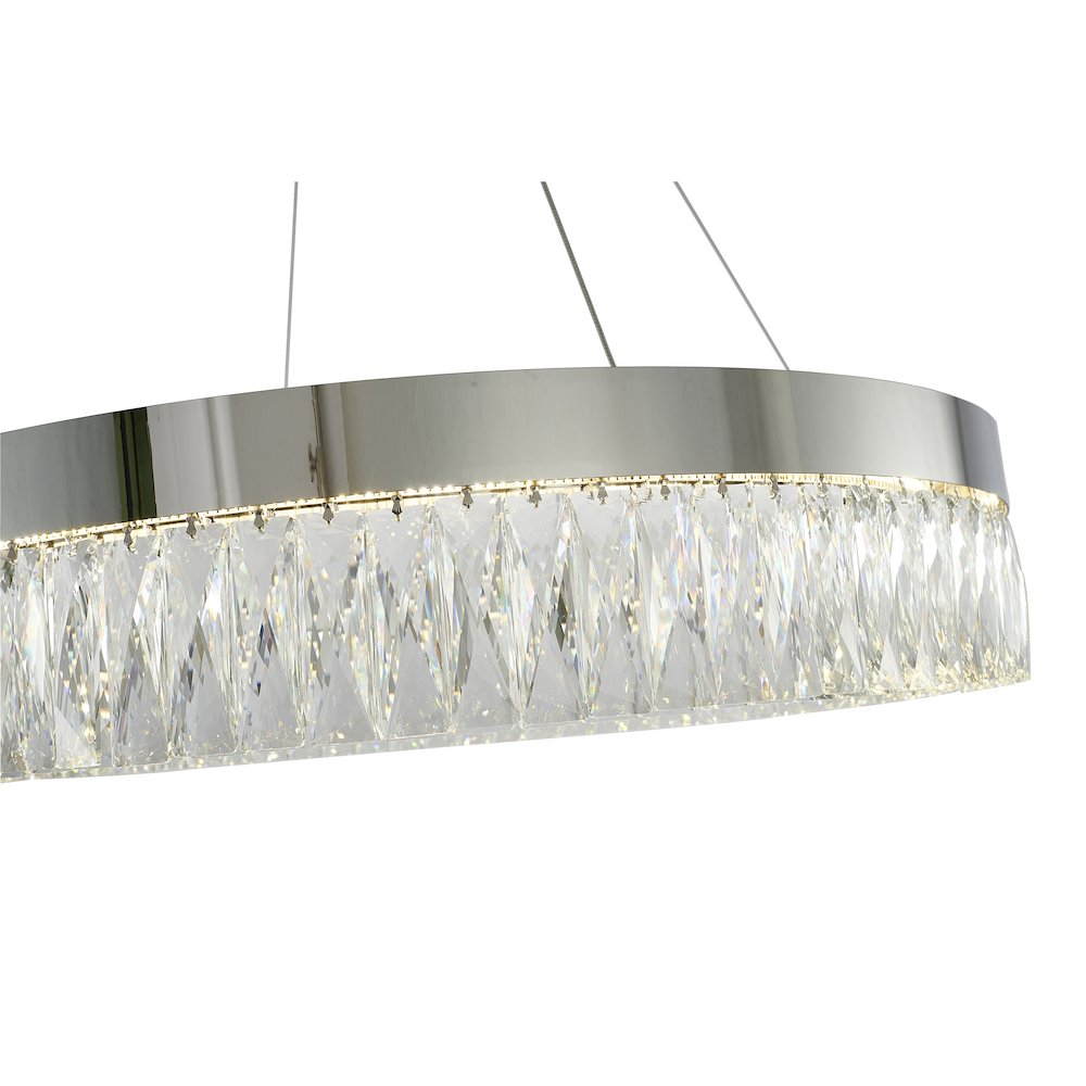 1-Light Chrome LED Chandelier With Clear Crystal Accents