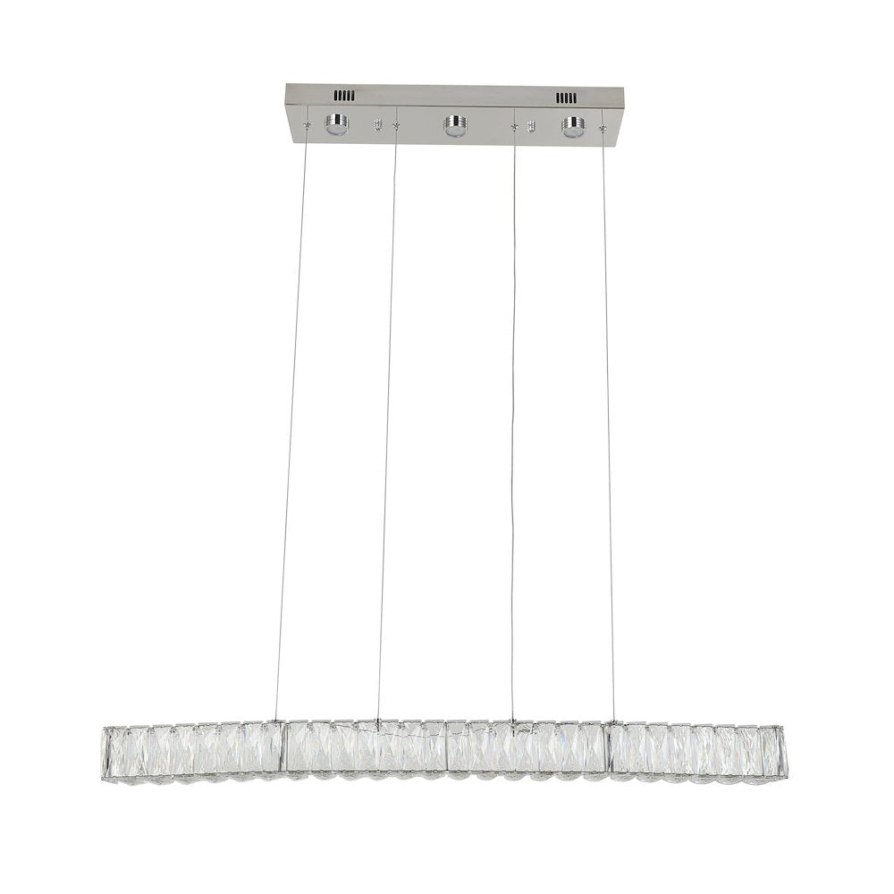 4-Light Chrome LED Chandelier With Clear Crystals