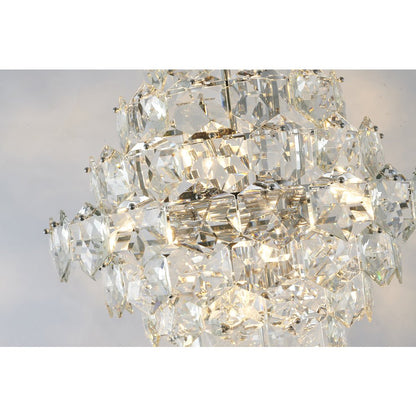 12-Light Chrome Chandelier With Clear Crystals