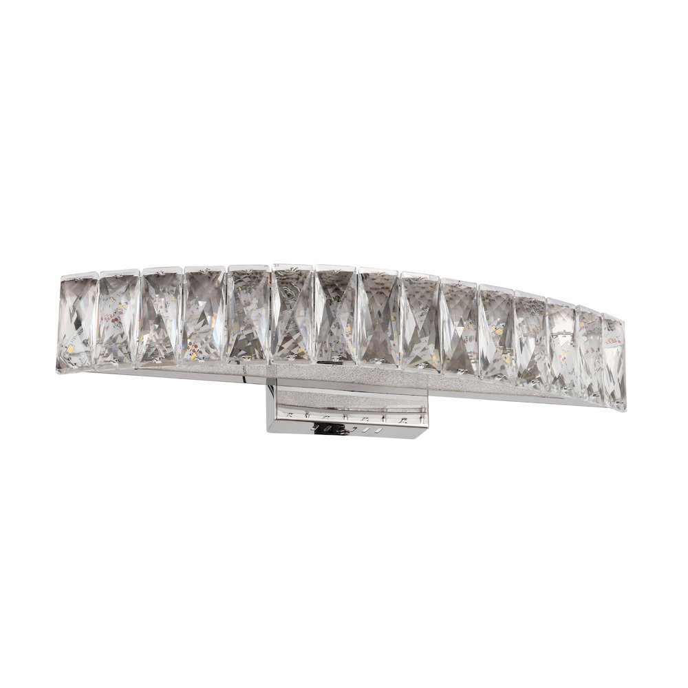 1-Light Chrome LED Wall Sconce With Clear Crystal Accents