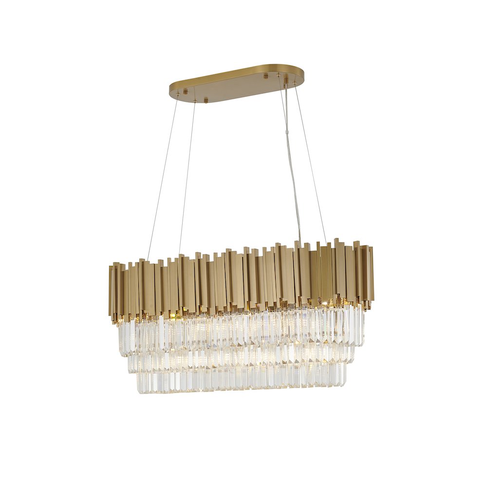 7-Light Gold Chandelier With Clear Crystals