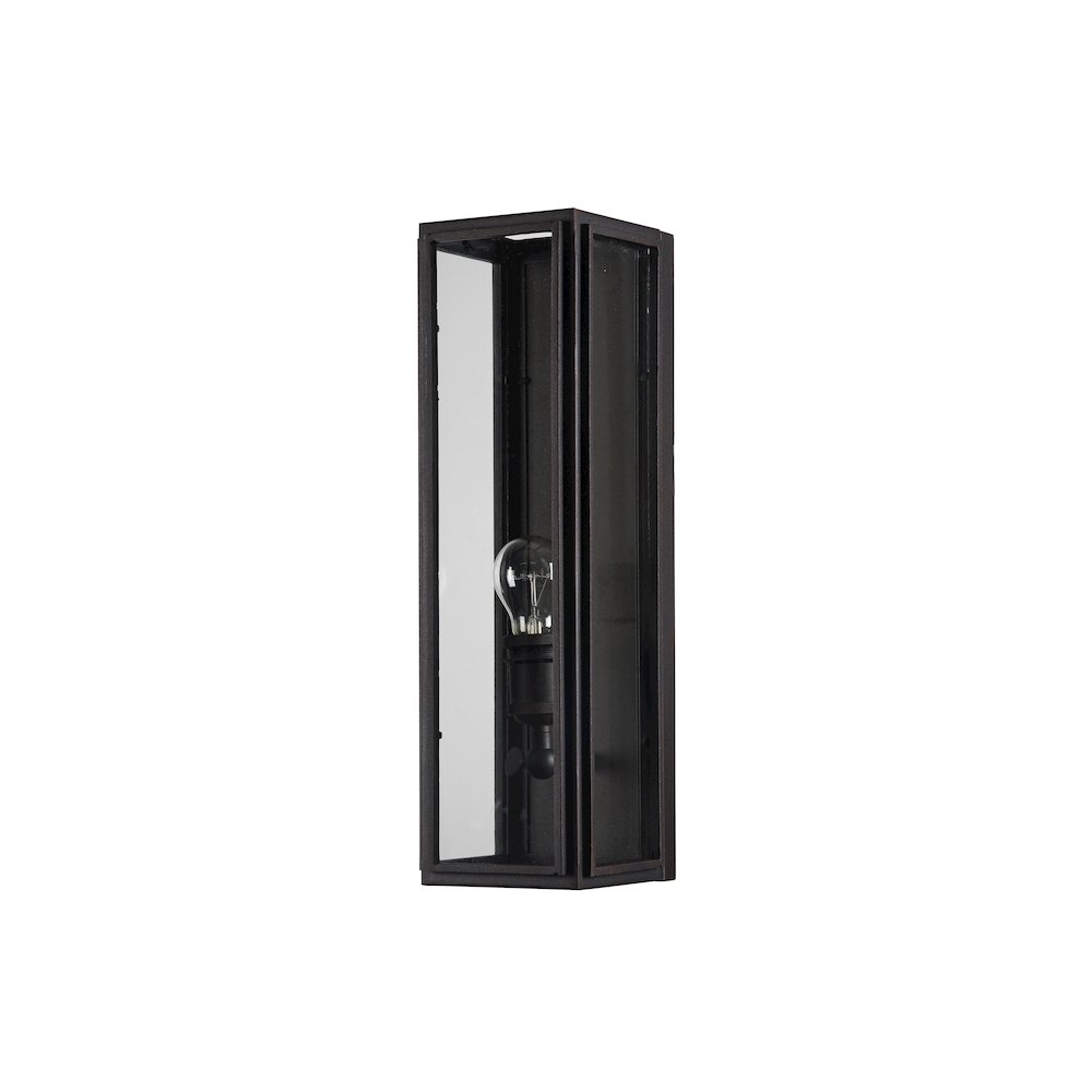 1-Light Black Iron Rectangular Wall Sconce With A Clear Glass Shade