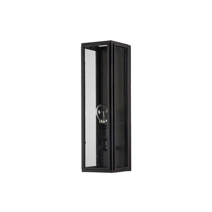 1-Light Black Iron Rectangular Wall Sconce With A Clear Glass Shade