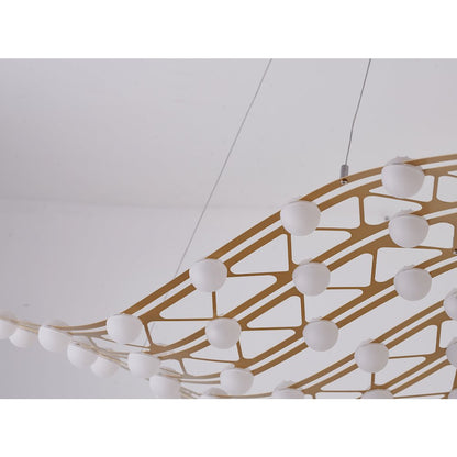 57-Light Gold Dimmable LED Chandelier With White Acrylic Diffusers