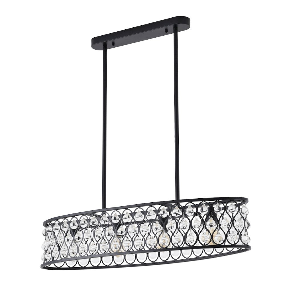 4-Light Black Chandelier With Clear Crystal Accents