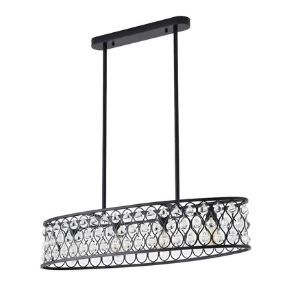 4-Light Black Chandelier With Clear Crystal Accents