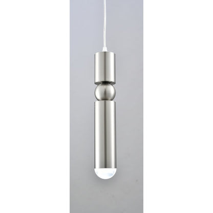 1-Light Shiny Nickel Single Pendant With A Frosted Glass Diffuser