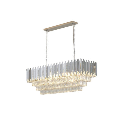 14-Light Chrome Stainless Steel Chandelier With Clear Crystal Accents