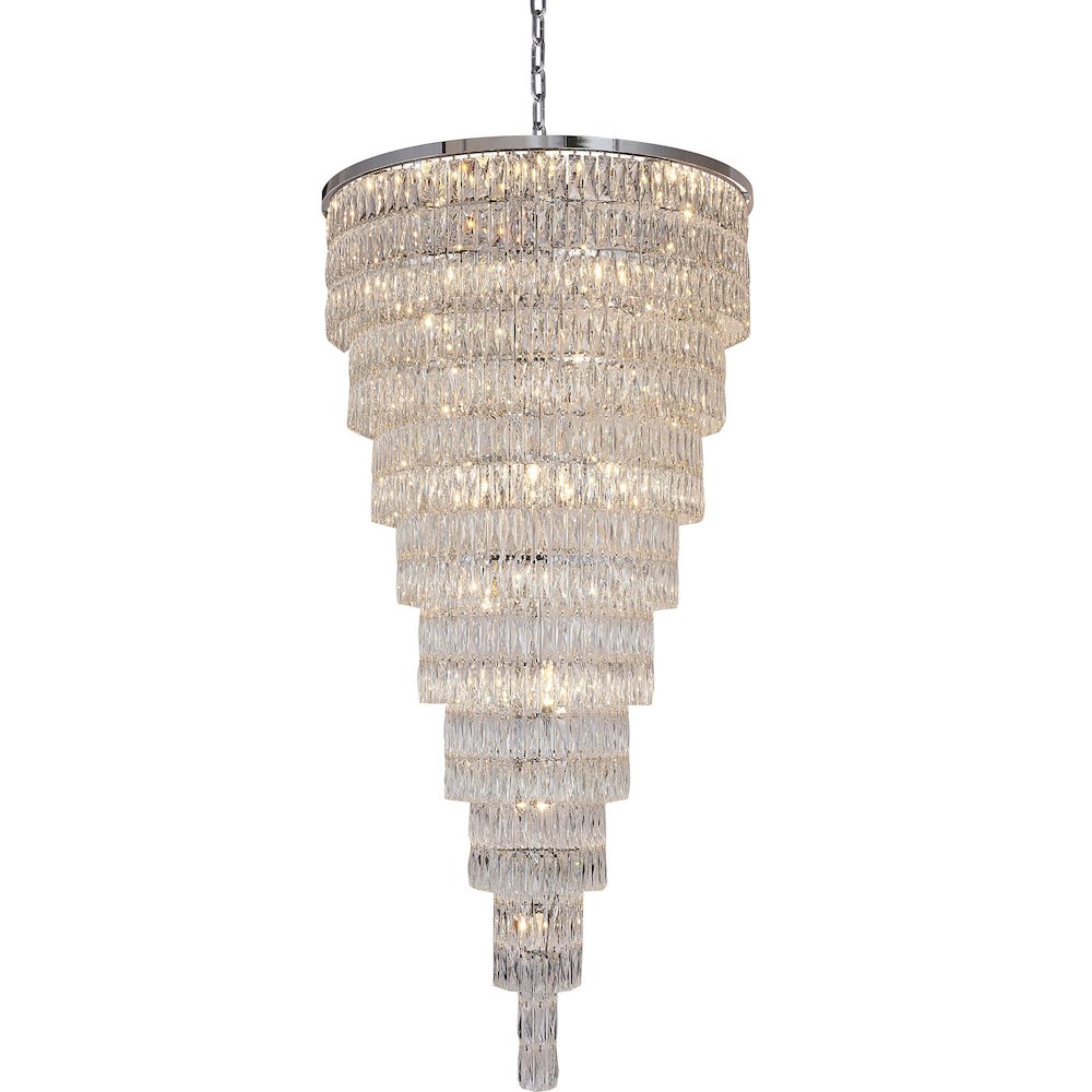 42-Light Chrome Chandelier With Clear Crystals