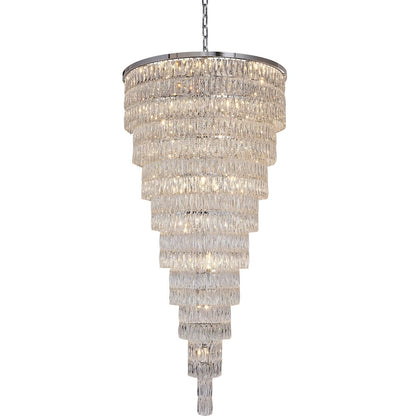 42-Light Chrome Chandelier With Clear Crystals