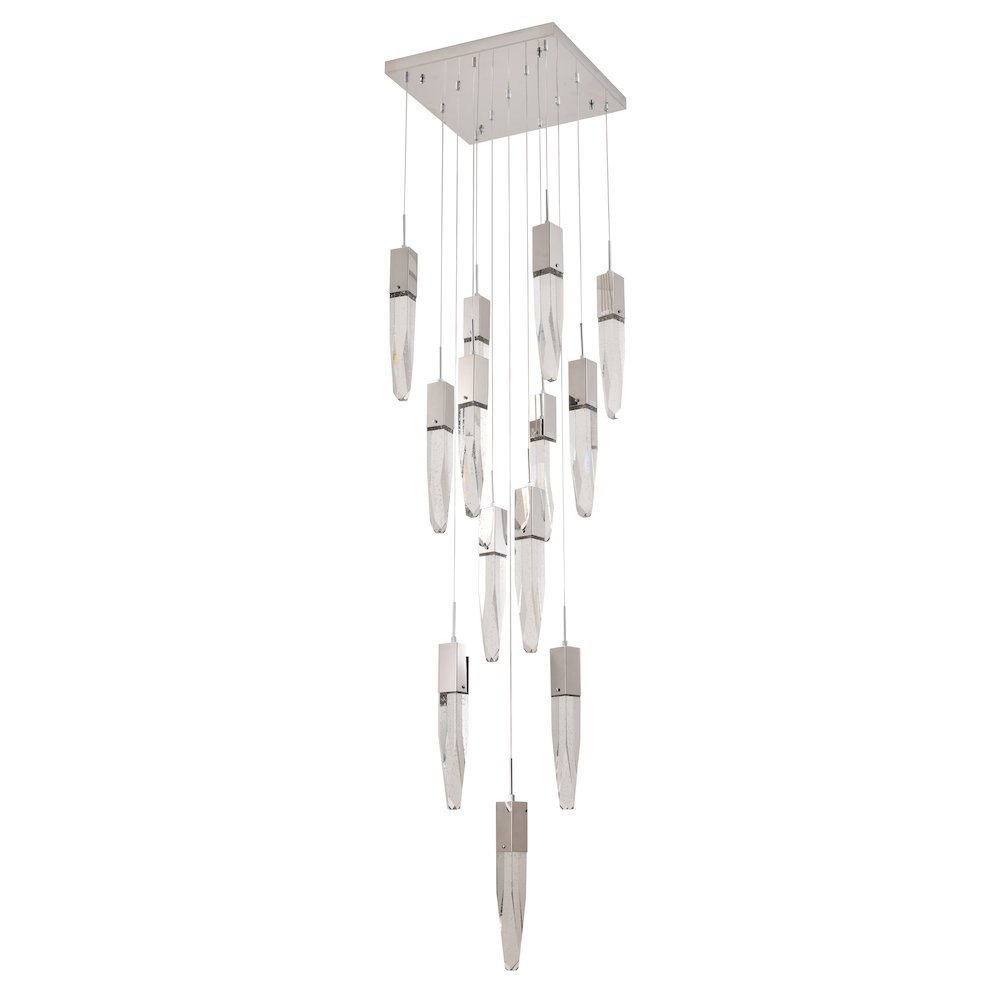 13-Light Chrome Chandelier With A Clear iceberg bubble Crystal