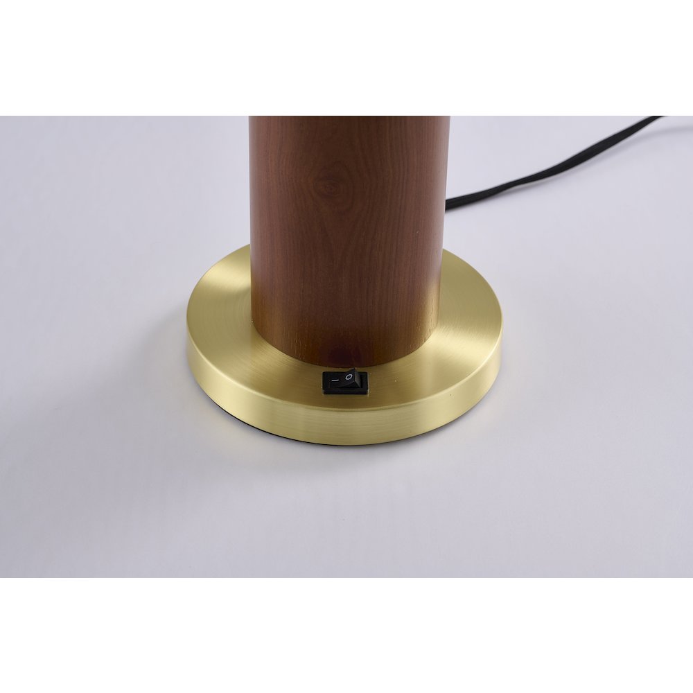 1-Light Black And Satin Brass Table Lamp With A White Glass Shade