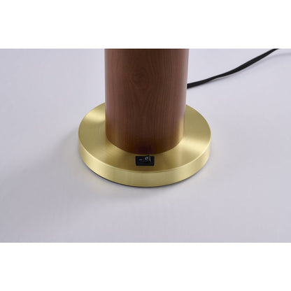 1-Light Black And Satin Brass Table Lamp With A White Glass Shade