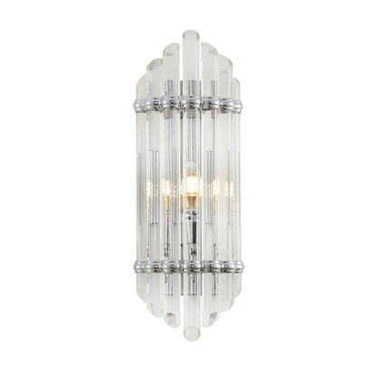 1-Light Chrome Metal Wall Sconce With A Clear Glass Rods