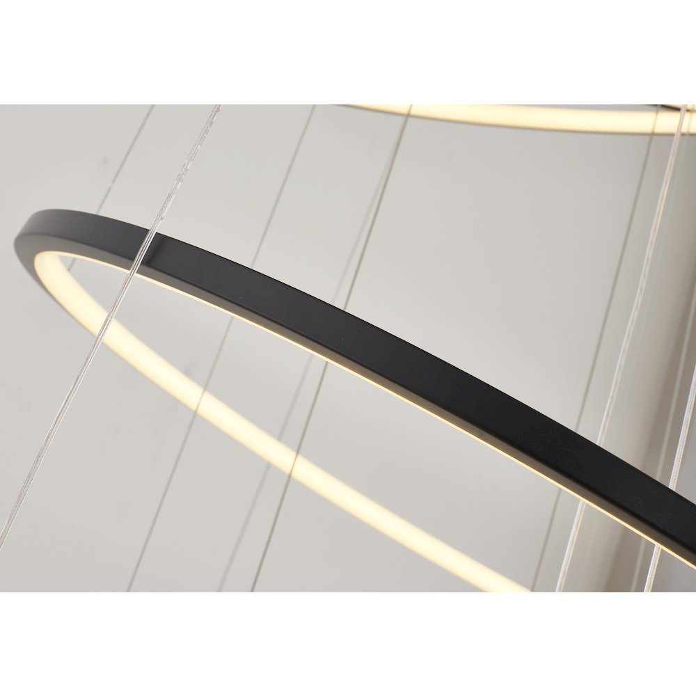6-Light Matte Black Aluminum LED Chandelier With White Acrylic Diffusers