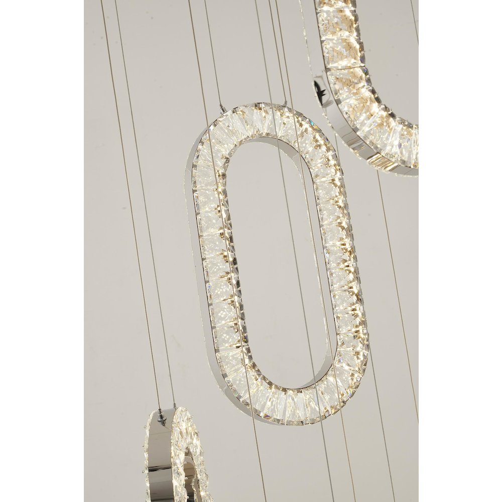13-Light Chrome LED Chandelier With Clear Crystal Pendants