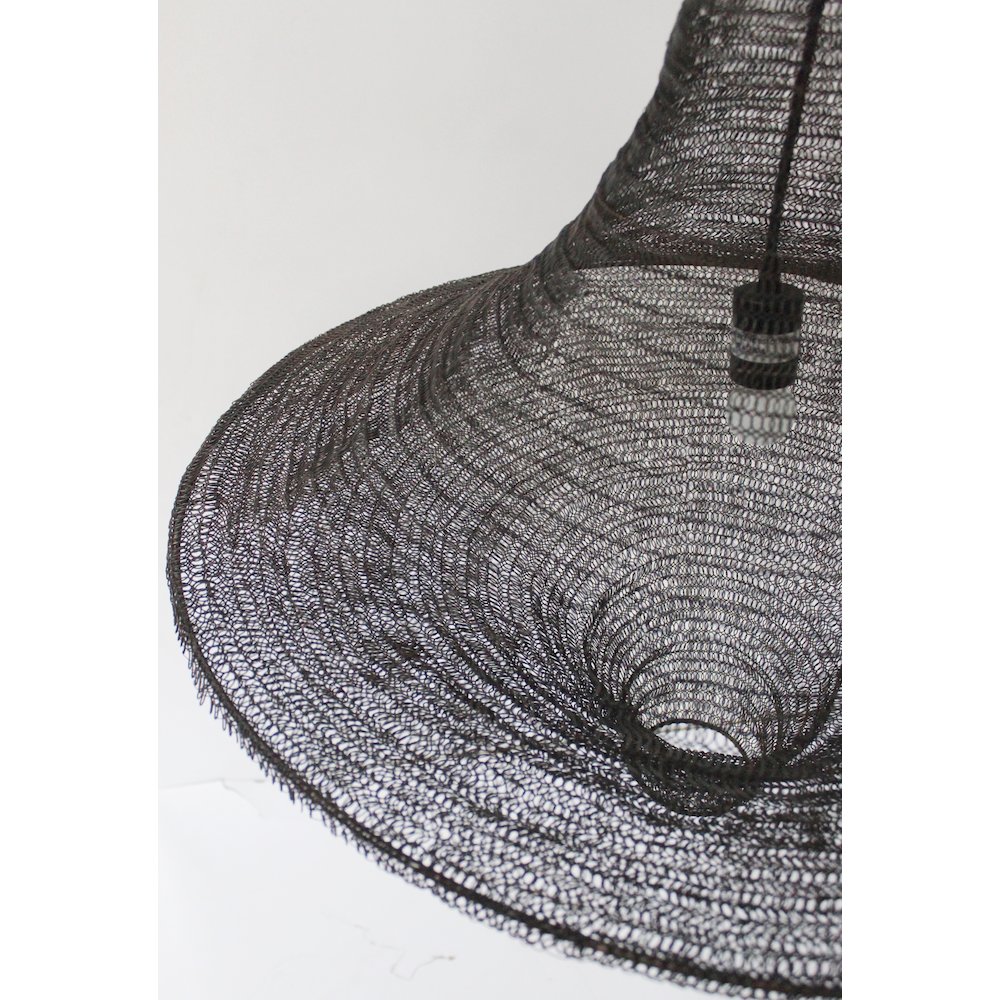 1-Light Satin Black Pendant With A Chain Basket Shade