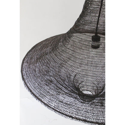 1-Light Satin Black Pendant With A Chain Basket Shade