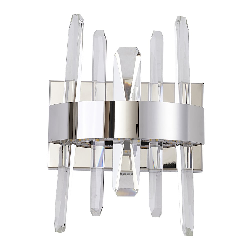1-Light Chrome Stainless Steel LED Wall Sconce With Clear Crystal Accents