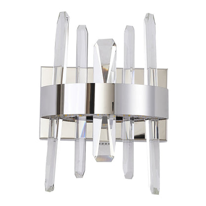 1-Light Chrome Stainless Steel LED Wall Sconce With Clear Crystal Accents