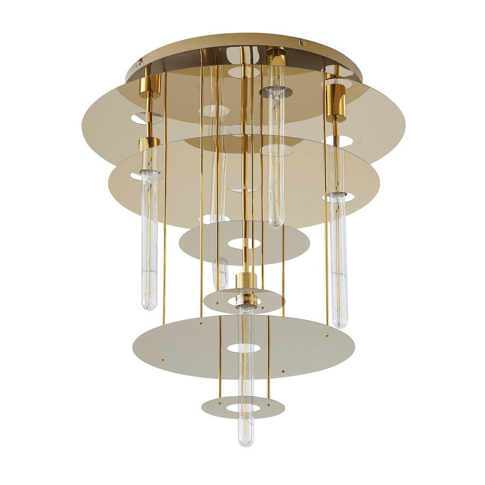 5-Light Gold Flush Mount With 4 Tier Halo