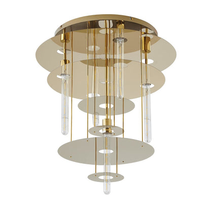 5-Light Gold Flush Mount With 4 Tier Halo
