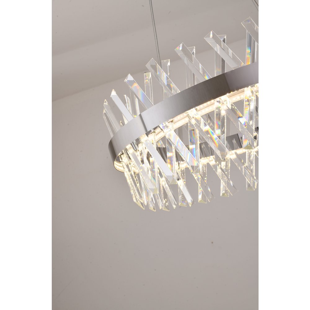 1-Light Chrome dimmable LED chandelier With Clear Crystal Accents
