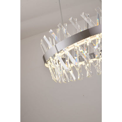 1-Light Chrome dimmable LED chandelier With Clear Crystal Accents