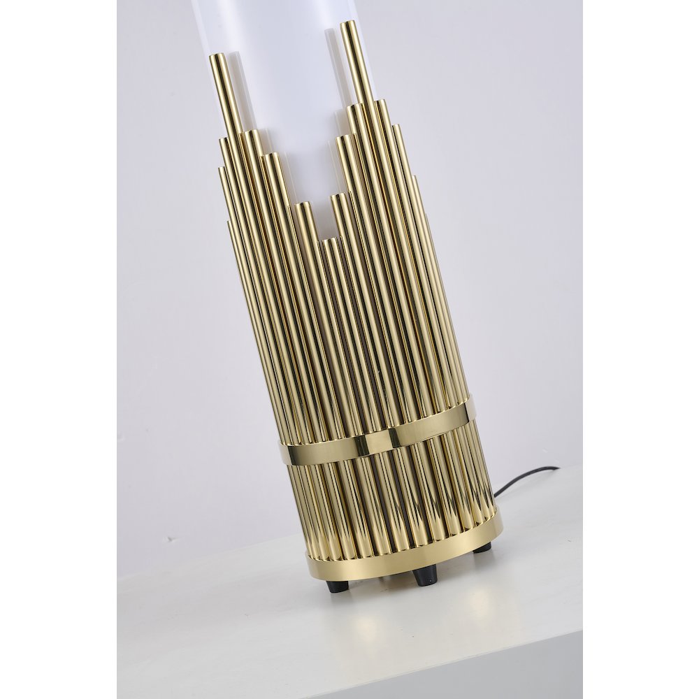 2-Light Champagne Gold Stainless Steel Table Lamp With A White Acrylic Shade