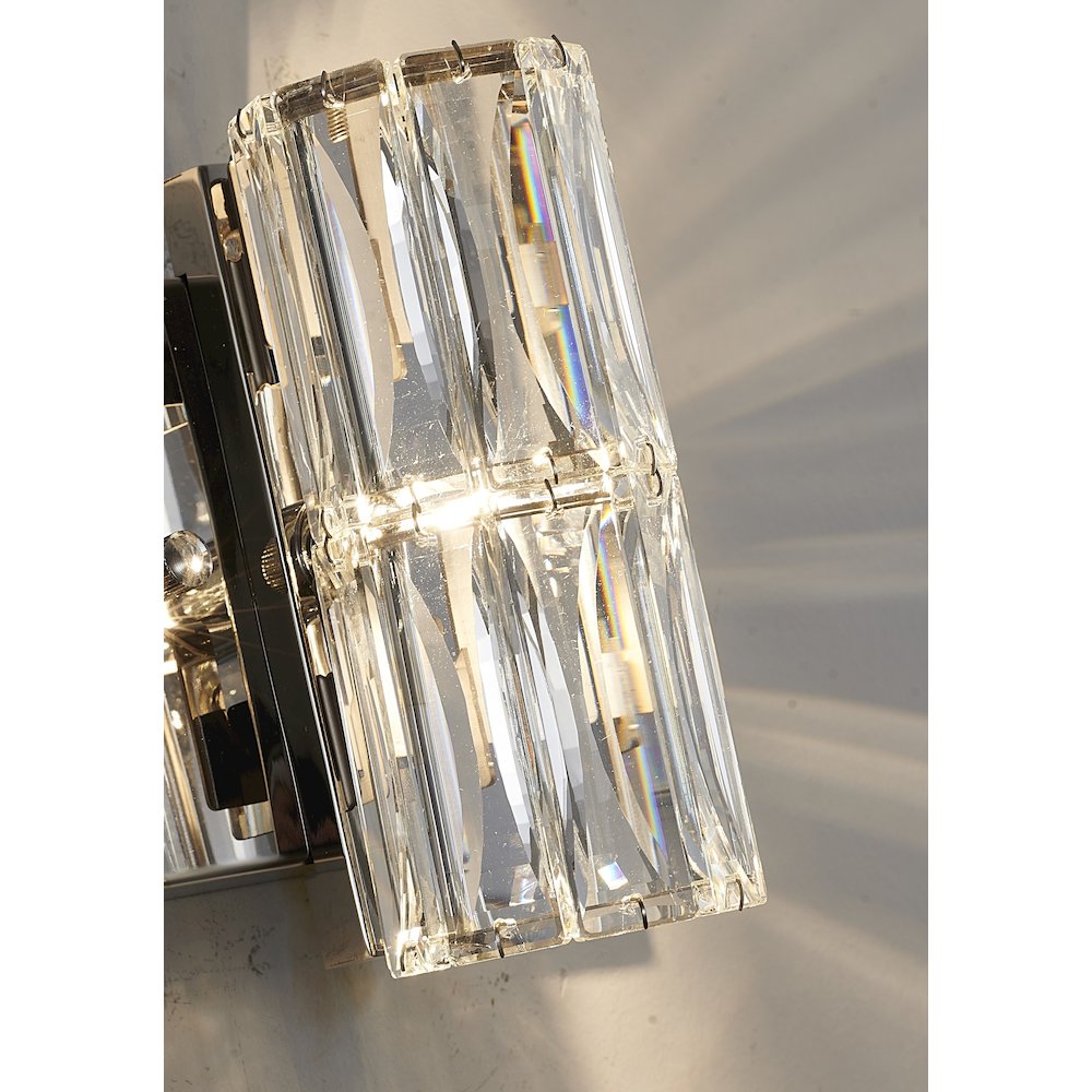 1-Light Chrome Wall Sconce With Clear Crystal Accents