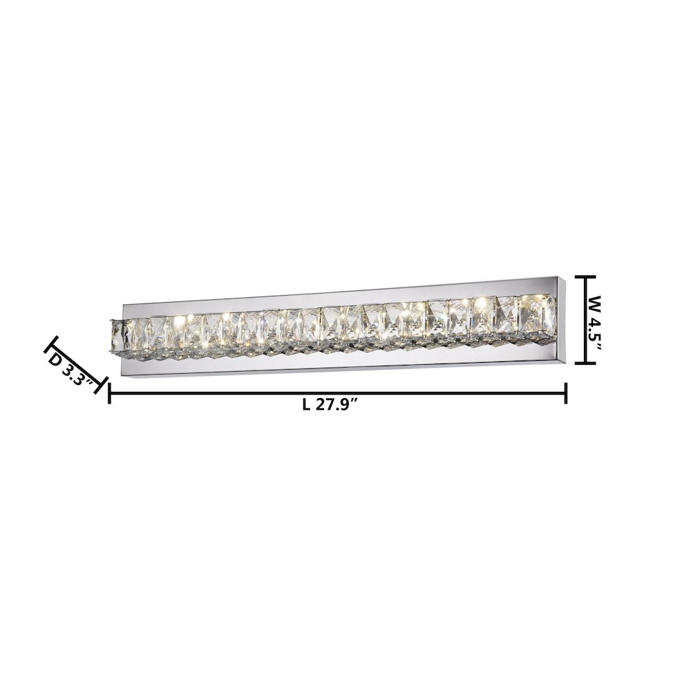 1-Light Chrome stainless steel LED Wall Sconce With Clear Crystal Accents