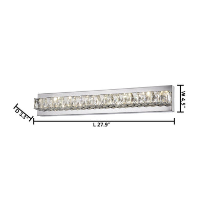1-Light Chrome stainless steel LED Wall Sconce With Clear Crystal Accents