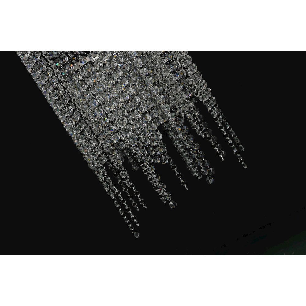 24-Light Chrome Stainless Steel Flushed Chandelier With Clear Crystals