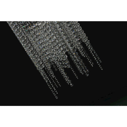 24-Light Chrome Stainless Steel Flushed Chandelier With Clear Crystals