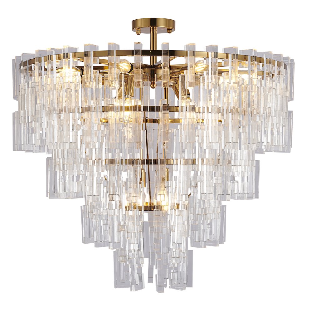 14-Light Antique Bronze Chandelier With Clear Acrylic Links