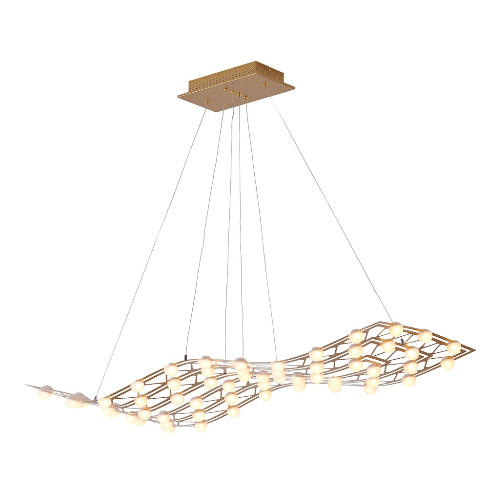 57-Light Gold Dimmable LED Chandelier With White Acrylic Diffusers